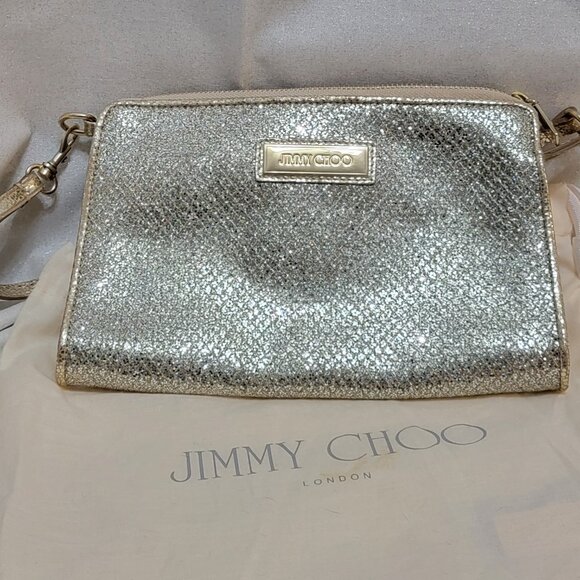 Jimmy Choo Handbags - JIMMY CHOO Vintage Champagne Glitter Clutch Wristlet